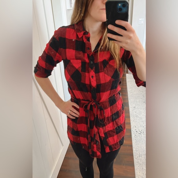 Plaid Shirt Dress - Picture 1 of 3